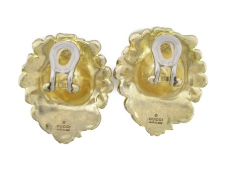 GUCCI Lion Head Crystal Earrings Earring Gold Green metal Gold Green Supply