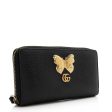 Gucci Calfskin Butterfly Farfalla Zip Around Wallet For Sale