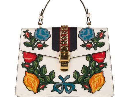 Gucci Medium Embroidered Leather Sylvie Satchel Online