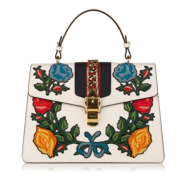 Gucci Medium Embroidered Leather Sylvie Satchel Online