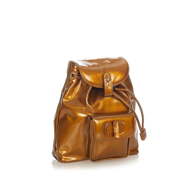 Gucci Bamboo Patent Leather Backpack Online