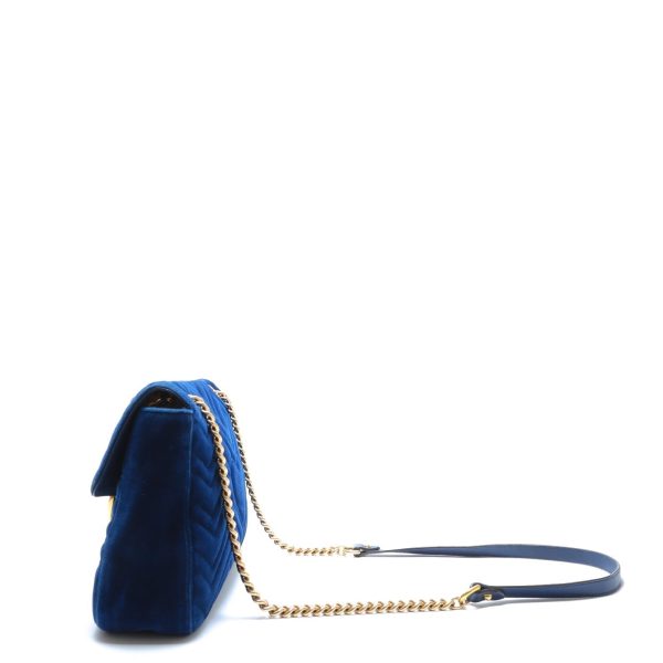 GUCCI Medium Marmont Matelasse Velvet Blue- OUTLET FINAL SALE For Discount