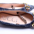 Gucci Denim Horsebit Chain Pointed Toe Flats Size 37 For Cheap