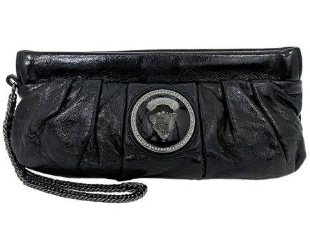 Gucci Mini Clutch Bag Black Silver Histeria 226248 Chain Patent Leather GUCCI Pouch Handbag Enamel Ladies For Sale