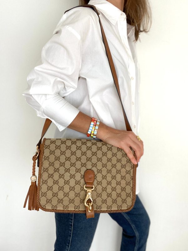 GUCCI MARRAKECH MESSENGER GG CANVAS MEDIUM IN BEIGE BROWN Online Hot Sale