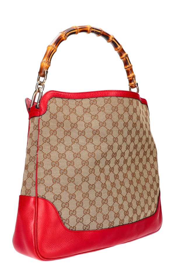 GUCCI Diana Bamboo Bag GG Canvas Red For Discount