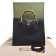 GUCCI Bamboo Leather Diana Double G 2WAY Handbag 702721 Black Ladies on Sale