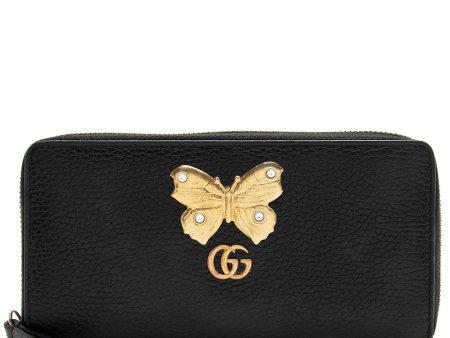 Gucci Calfskin Butterfly Farfalla Zip Around Wallet For Sale