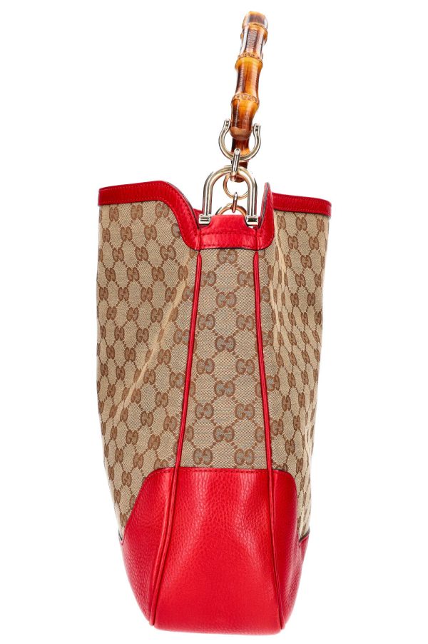 GUCCI Diana Bamboo Bag GG Canvas Red For Discount