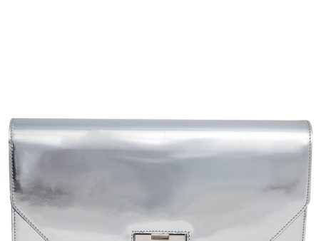 Gucci Metallic Silver Leather 58 Clutch Cheap