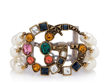 Gucci Crystal Faux Pearl GG Bracelet Discount