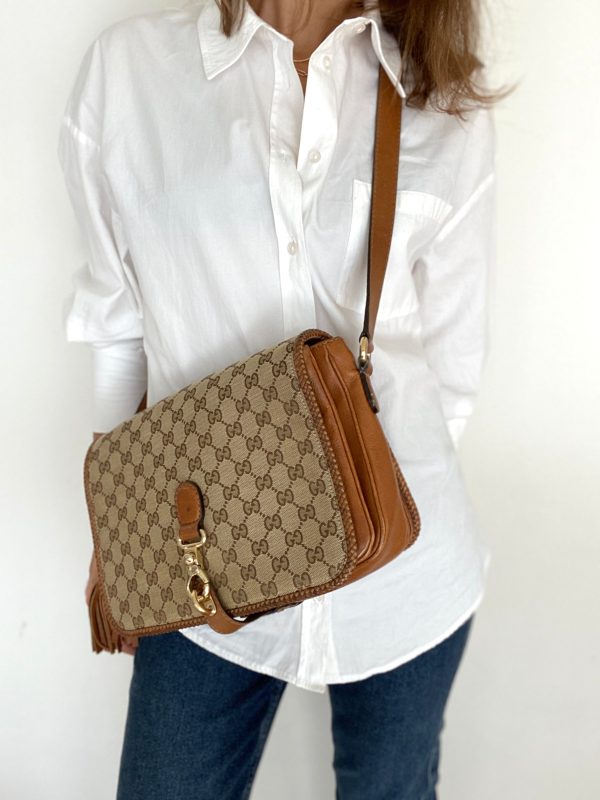 GUCCI MARRAKECH MESSENGER GG CANVAS MEDIUM IN BEIGE BROWN Online Hot Sale