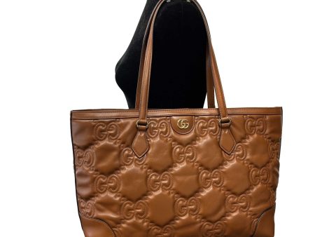 GUCCI - NEW Embossed GG Matelasse Brown Shoulder Tote Online now