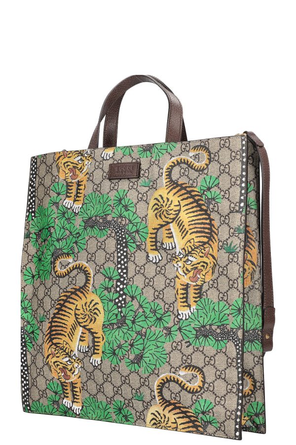 GUCCI Convertible Soft Open Tote Bengal Print GG Canvas Cheap