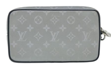 LOUIS VUITTON Monogram satellite Clutch Bag Silver M44171 32349A Fashion