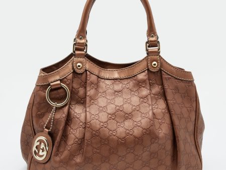 Gucci Metallic Brown Guccissima Leather Sukey Tote Online