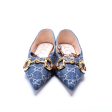 Gucci Denim Horsebit Chain Pointed Toe Flats Size 37 For Cheap