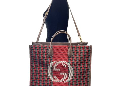 GUCCI - NEW Large Houndstooth GG Tote w   Shoulder Strap on Sale