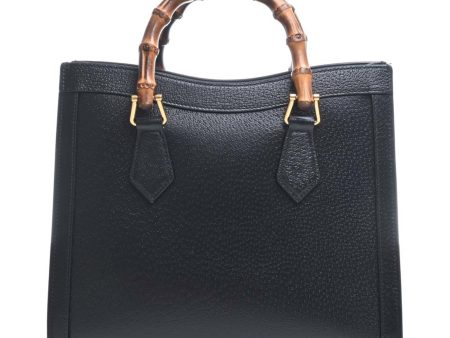 GUCCI Bamboo Leather Diana Double G 2WAY Handbag 702721 Black Ladies on Sale