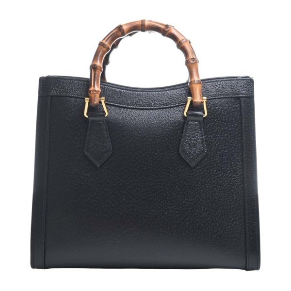 GUCCI Bamboo Leather Diana Double G 2WAY Handbag 702721 Black Ladies on Sale