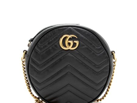 Gucci Matelasse Leather GG Marmont Round Mini Shoulder Bag Sale