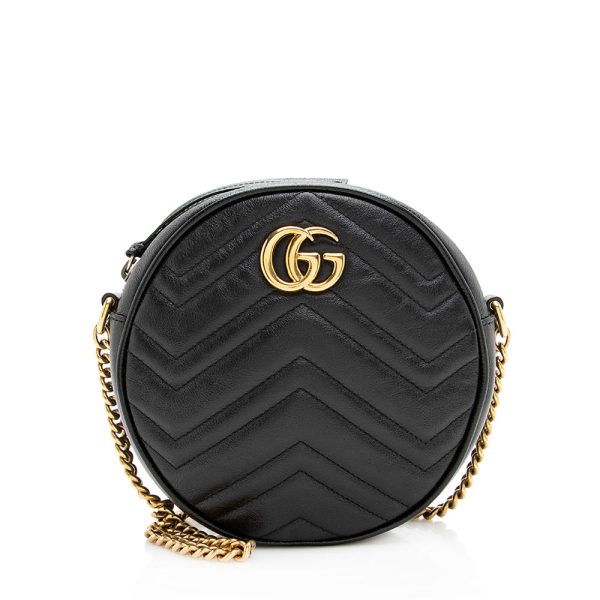 Gucci Matelasse Leather GG Marmont Round Mini Shoulder Bag Sale