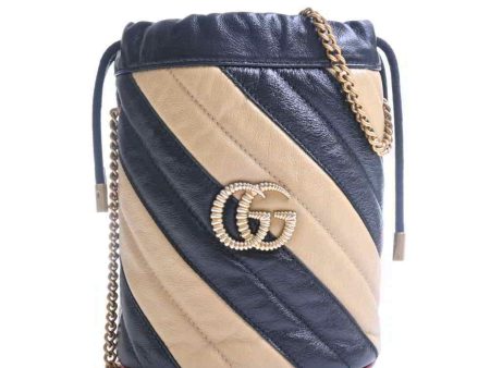 Gucci Leather GG Marmont Quilted Chain Shoulder Bag Black Beige Online