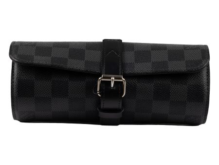 LOUIS VUITTON Louis Vuitton Damier Graphite 3 Watch Travel Case Hot on Sale