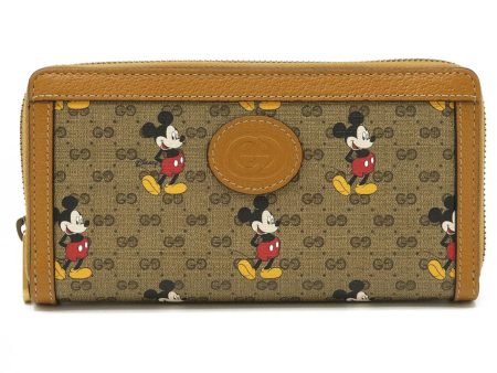 Gucci Micro GG Disney Collaboration Mickey Mouse Zip Around Round Long Wallet PVC Brown 602532 Hot on Sale