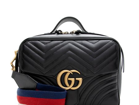 Gucci Matelasse Leather GG Marmont Top Handle Zip Around Small Shoulder Bag Hot on Sale