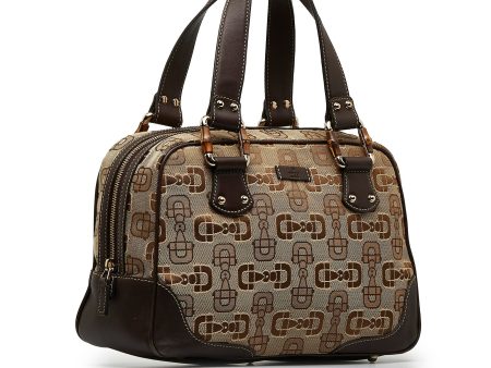 GUCCI Bamboo Horsebit Canvas Handbag Online Sale