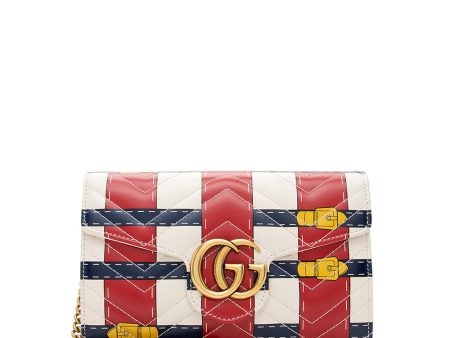 Gucci Matelasse Leather GG Marmont Trompe L Oeil Wallet on Chain on Sale