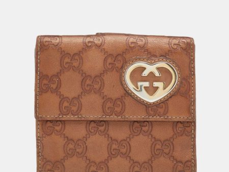 Gucci Metallic Bronze Guccissima Leather Interlocking GG Flap French Wallet For Discount