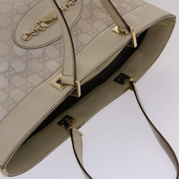 GUCCI  Shima Tote Bag Leather White Auth 49072 For Discount