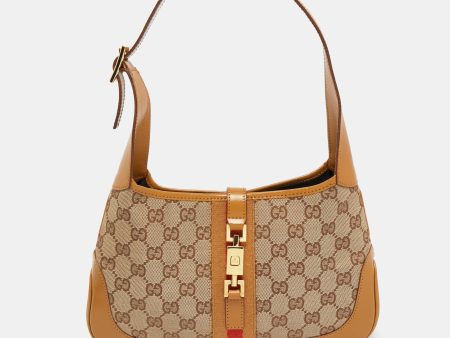 Gucci Beige Brown GG Canvas and Leather Small Jackie Hobo Fashion