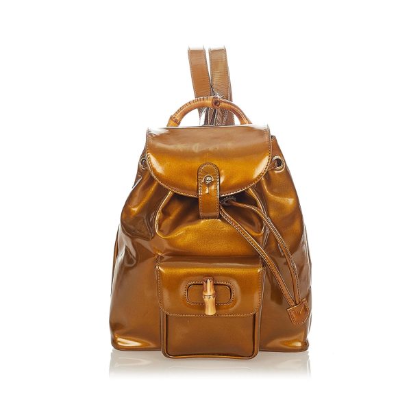 Gucci Bamboo Patent Leather Backpack Online