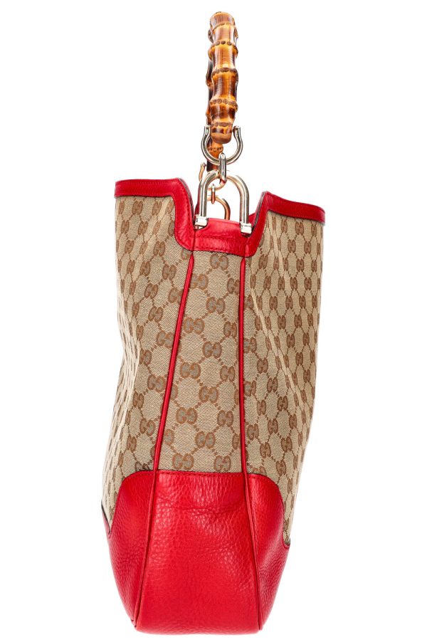 GUCCI Diana Bamboo Bag GG Canvas Red For Discount