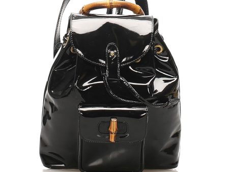 Gucci Bamboo Patent Leather Drawstring Backpack For Discount