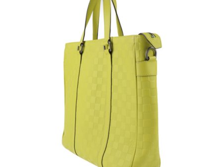 LOUIS VUITTON Tadao PM Tote Bag N41393 Damier Infini Vert Ascede Yellow Silver Hardware Handbag Supply