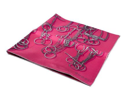 Gucci Cavalcata Silk Fuschia Twill Horsebit Shawl (GGSH102) Discount