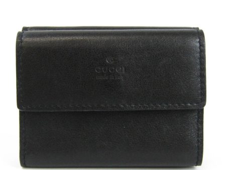 Gucci 030 1502 1598 Unisex Leather Wallet (tri-fold) Black Online now