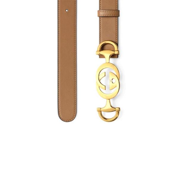 Gucci  Women s Taupe Calf-Skin Leather Belt (GGWB1000) For Sale