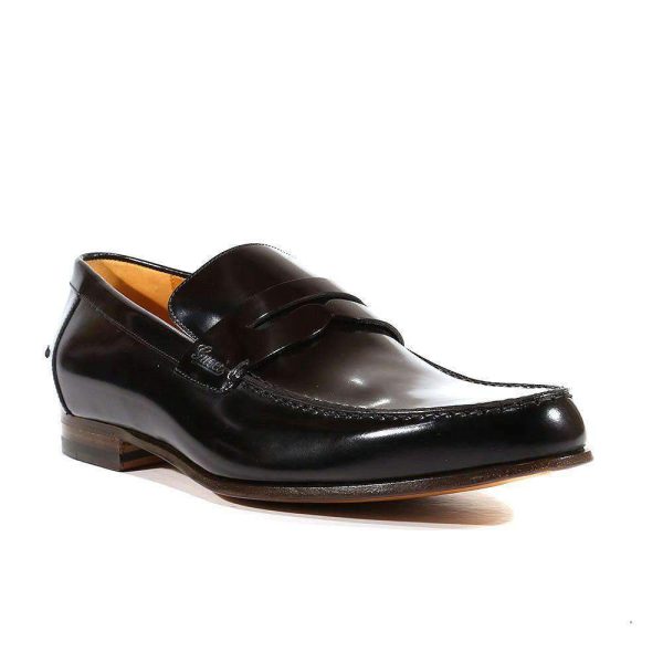 Gucci Men s Designer Shoes Black Leather Loafers with Logo Style 181797 (GGM1507) Online