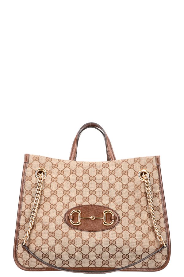 GUCCI Large Horsebit 1955 Tote Bag GG Canvas For Sale