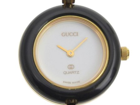 Gucci Change Bezel 1100-L Gold Plated Quartz Analog Display Women s White Dial Watch Fashion