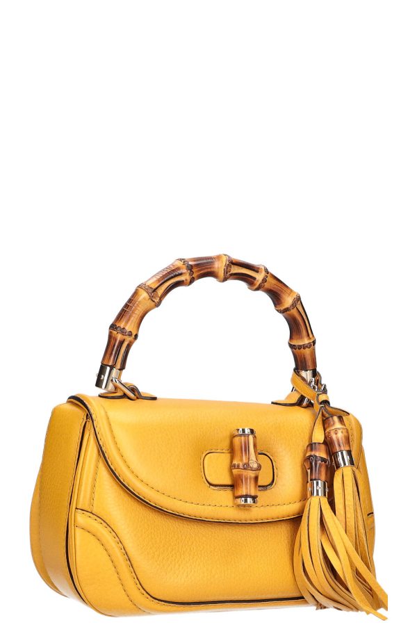 GUCCI 1947 New Convertible Bamboo Top Handle Bag Medium Yellow on Sale