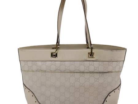 GUCCI  Shima Tote Bag Leather White Auth 49072 For Discount