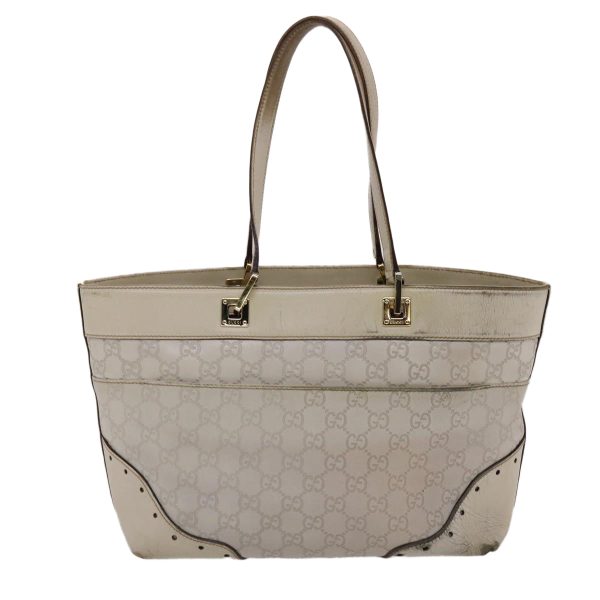 GUCCI  Shima Tote Bag Leather White Auth 49072 For Discount