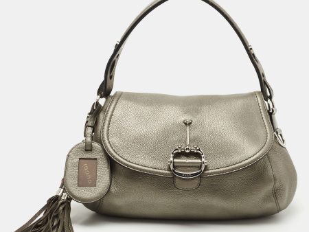 Gucci Metallic Leather Techno Horsebit Hobo Cheap