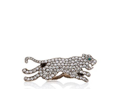 Gucci Crystal Panther Double Finger Ring Fashion